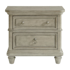 Whit-Ash 2-Drawer Nightstand with USB in Light Grey