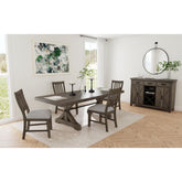 Yellowstone Dining Side Chair with Grey Fabric in Medium Brown (2 Per Carton) – SKU D-12830-3-SC | Elements