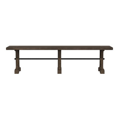 Yellowstone Dining Bench with Metal Bar cross in Medium Brown