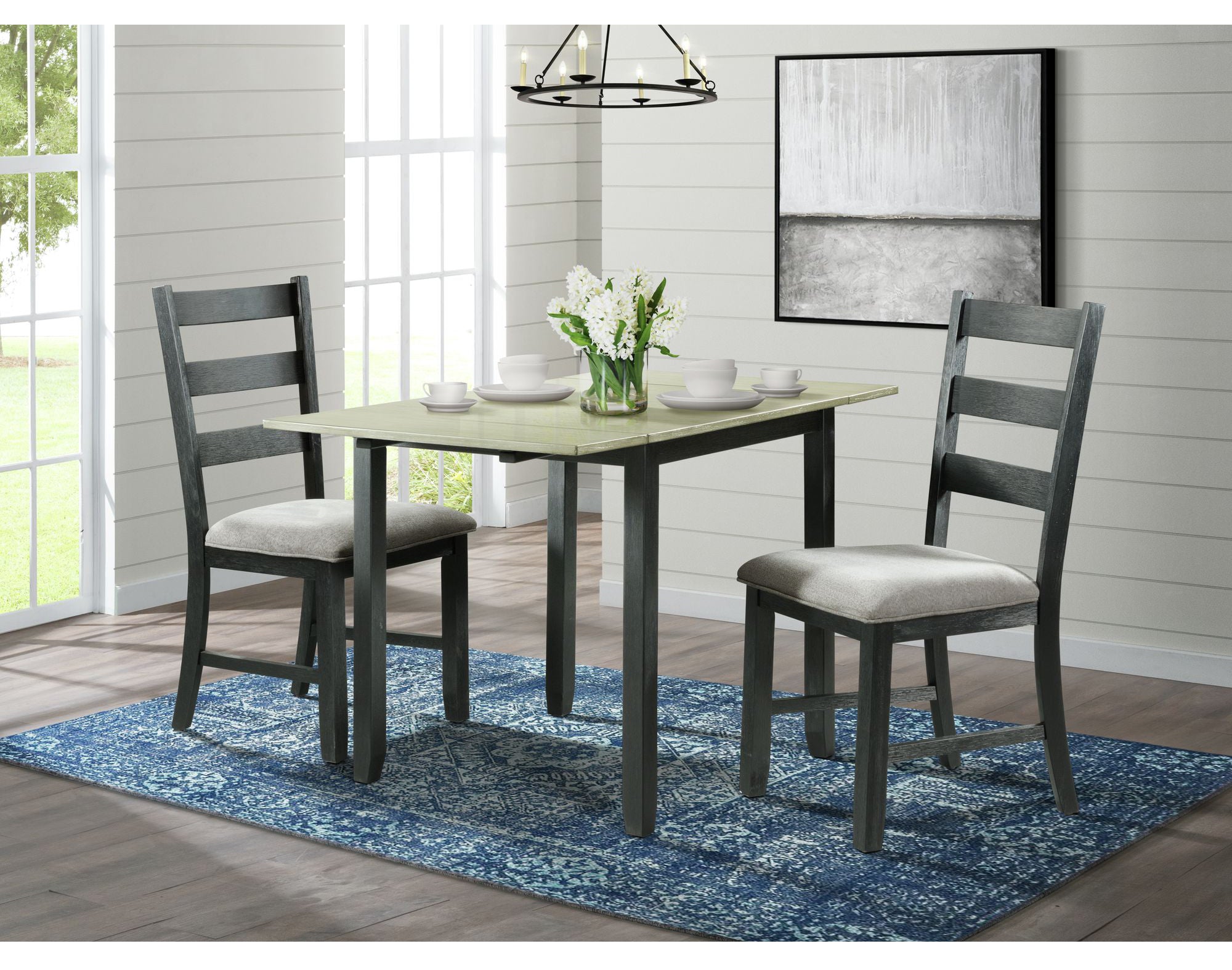 Martin 3 pc Drop Leaf Dining Set (Black Base) – SKU DMT3003DLDS | Elements