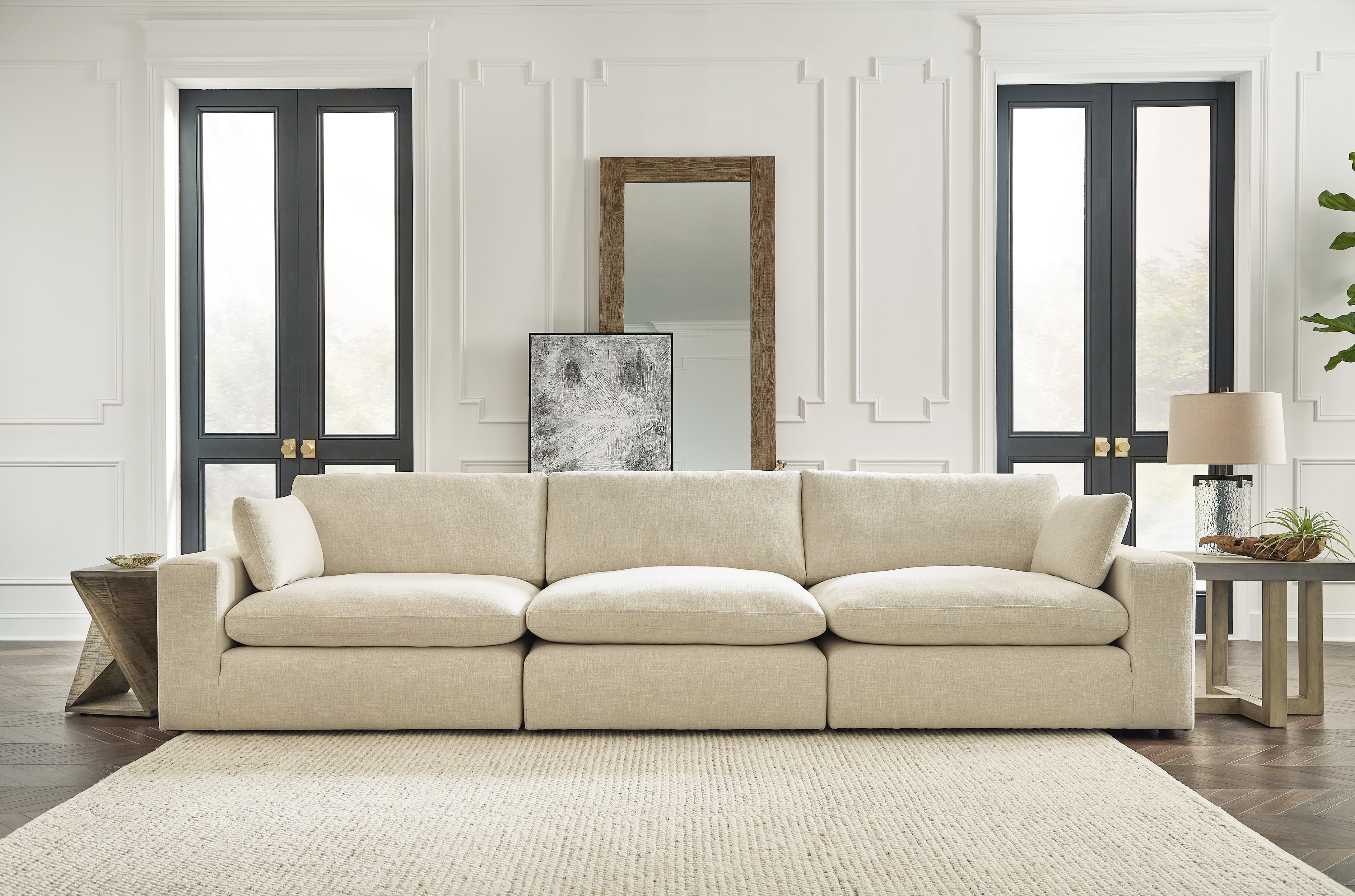 Tampa Furniture Outlet Lutz - Ashley Furniture - Elyza Sectional - RAF 3-Piece Sectional Sofa / Linen - 10006S2