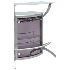 Tampa Furniture Outlet - Coaster - Dallas 2-shelf Curved Freestanding Home Bar Cabinet Silver - 100135