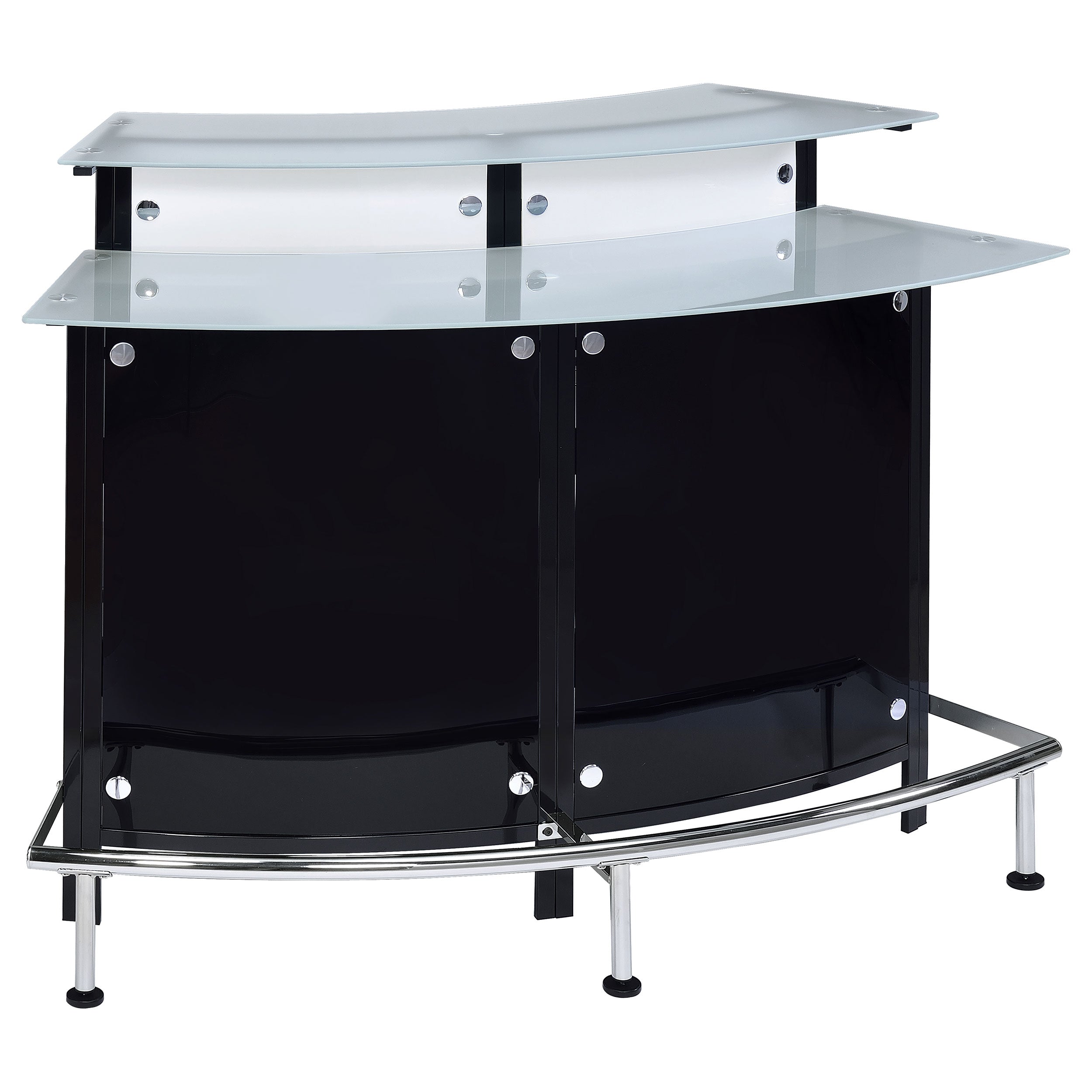 Tampa Furniture Outlet - Coaster - Keystone Curved Glass Top Home Bar Wine Cabinet Black - 100139