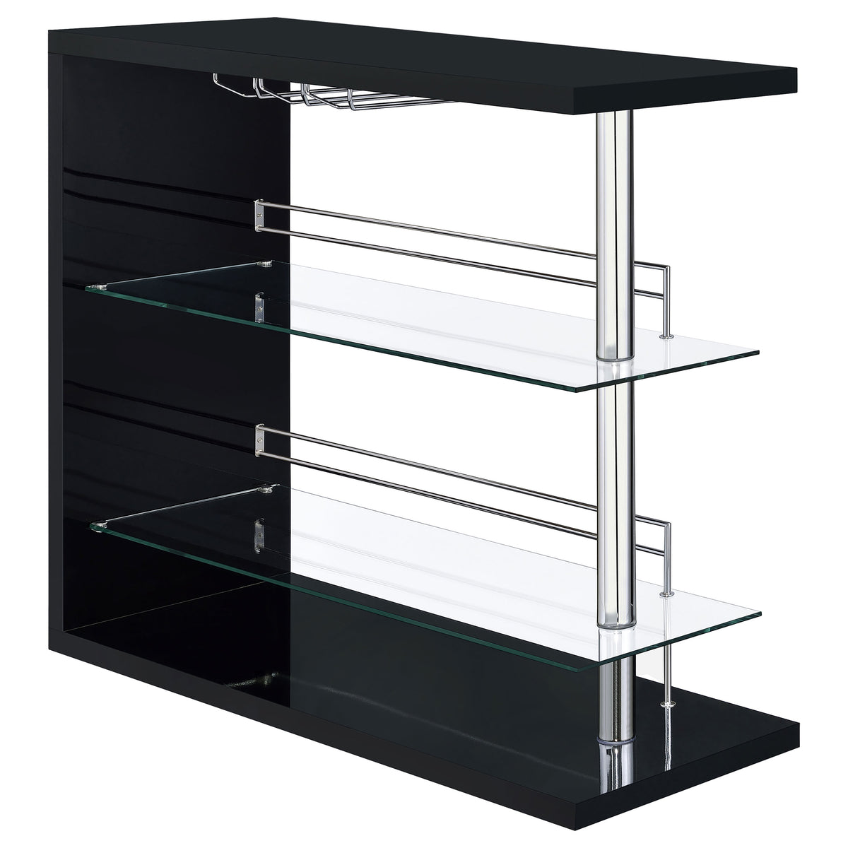 Tampa Furniture Outlet - Coaster - Prescott Rectangular Home Wine Table Black High Gloss - 100165