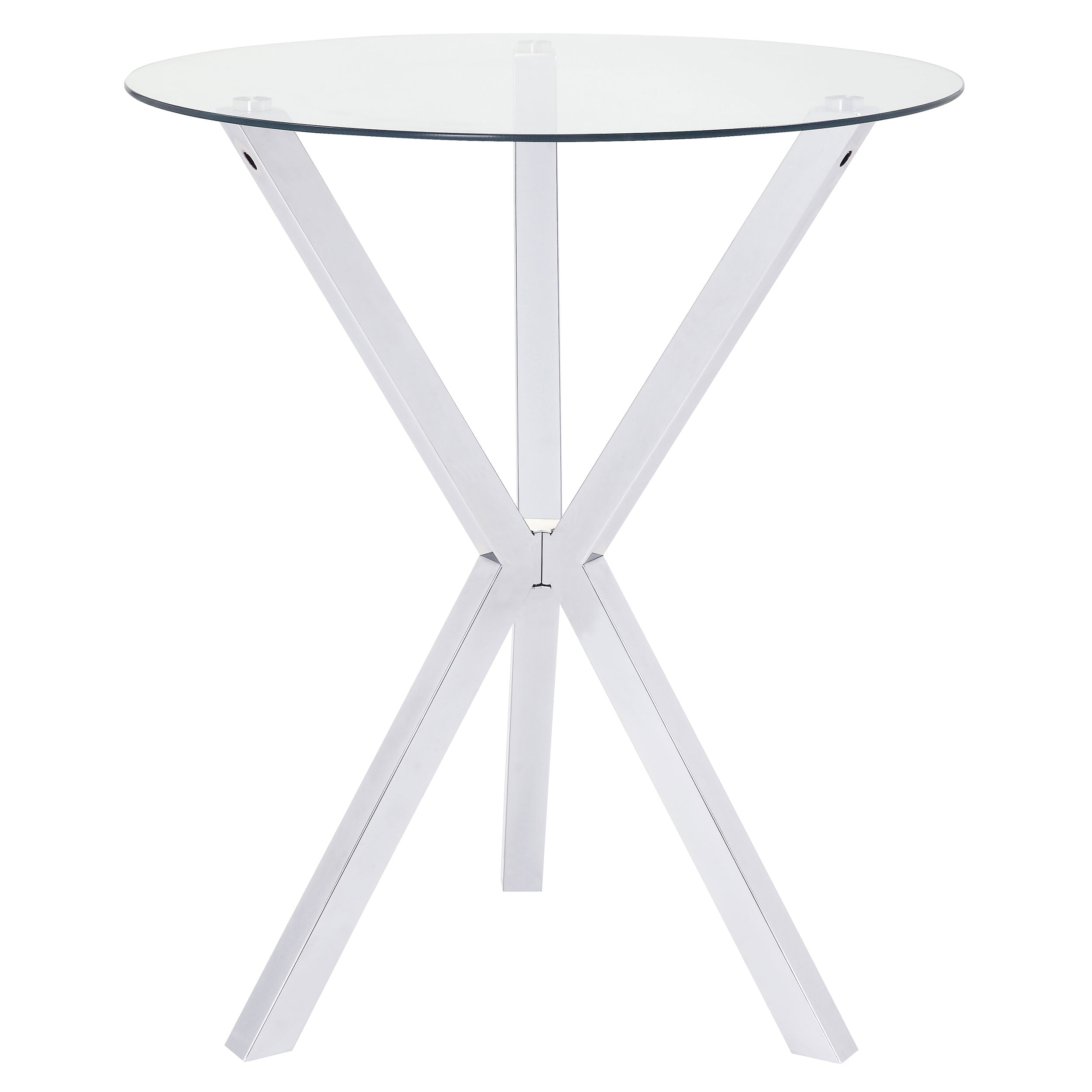 Tampa Furniture Outlet - Coaster - Denali Round 35-inch Glass Top Bistro Bar Table Chrome - 100186