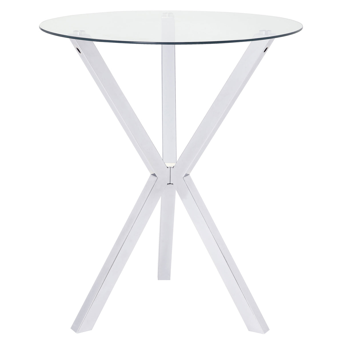 Tampa Furniture Outlet - Coaster - Denali Round 35-inch Glass Top Bistro Bar Table Chrome - 100186