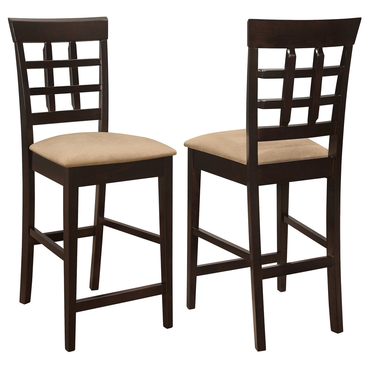 Tampa Furniture Outlet - Coaster - Gabriel Lattice Back Counter Chair Cappuccino (Set of 2) - 100209