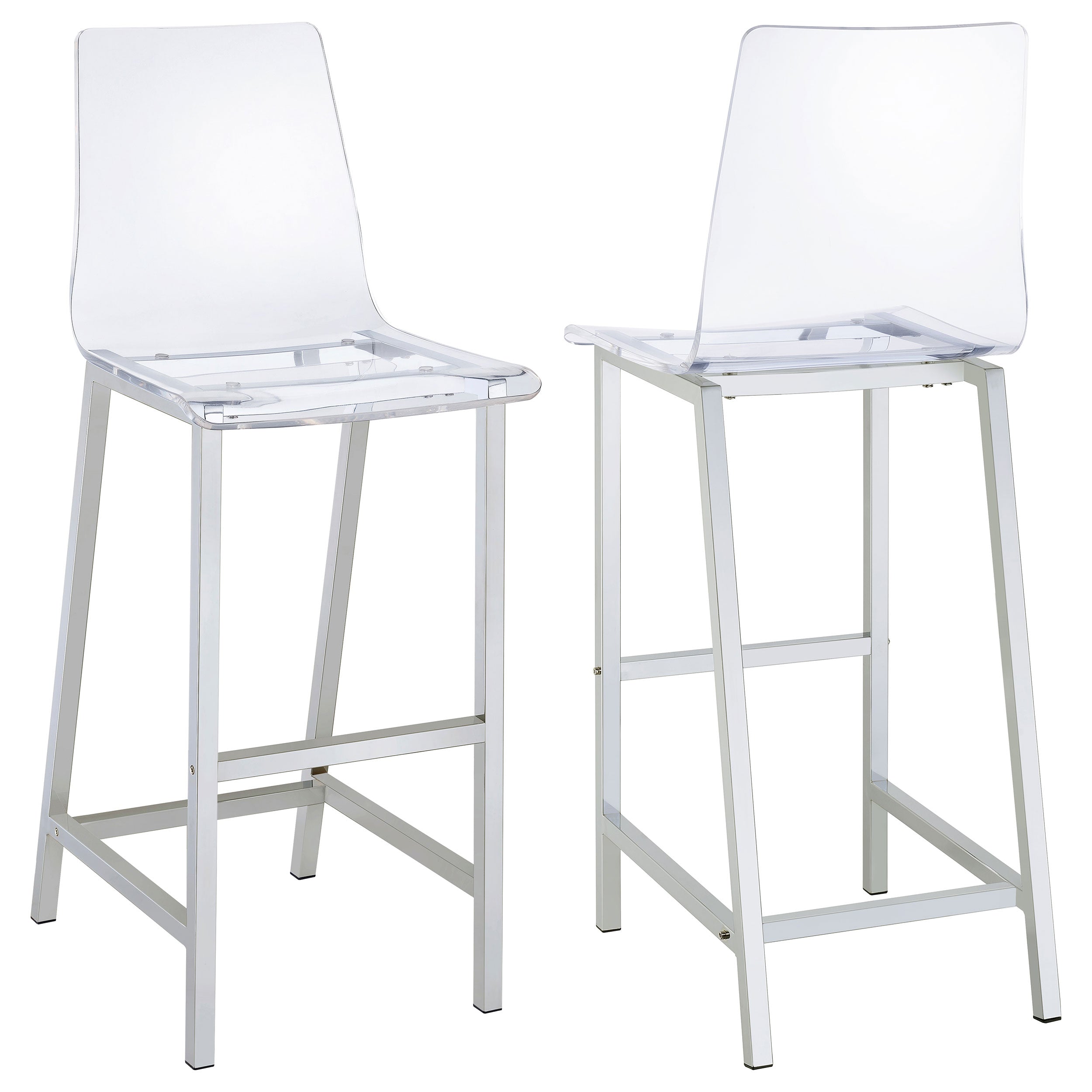 Tampa Furniture Outlet - Coaster - Juelia Clear Acrylic Bar Chair Chrome (Set of 2) - 100295