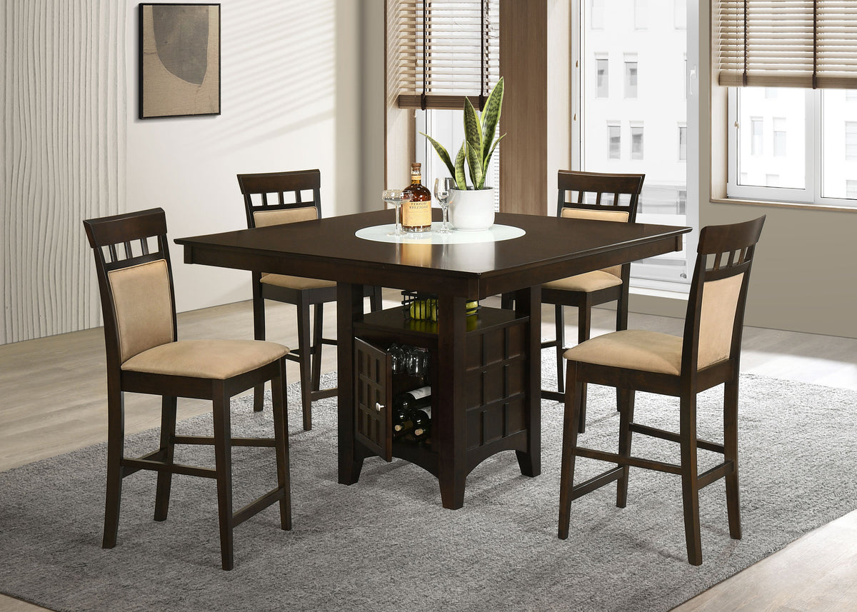 Tampa Furniture Outlet - Coaster - Gabriel 5-piece Square Counter Height Dining Set Cappuccino - 100438-S5A