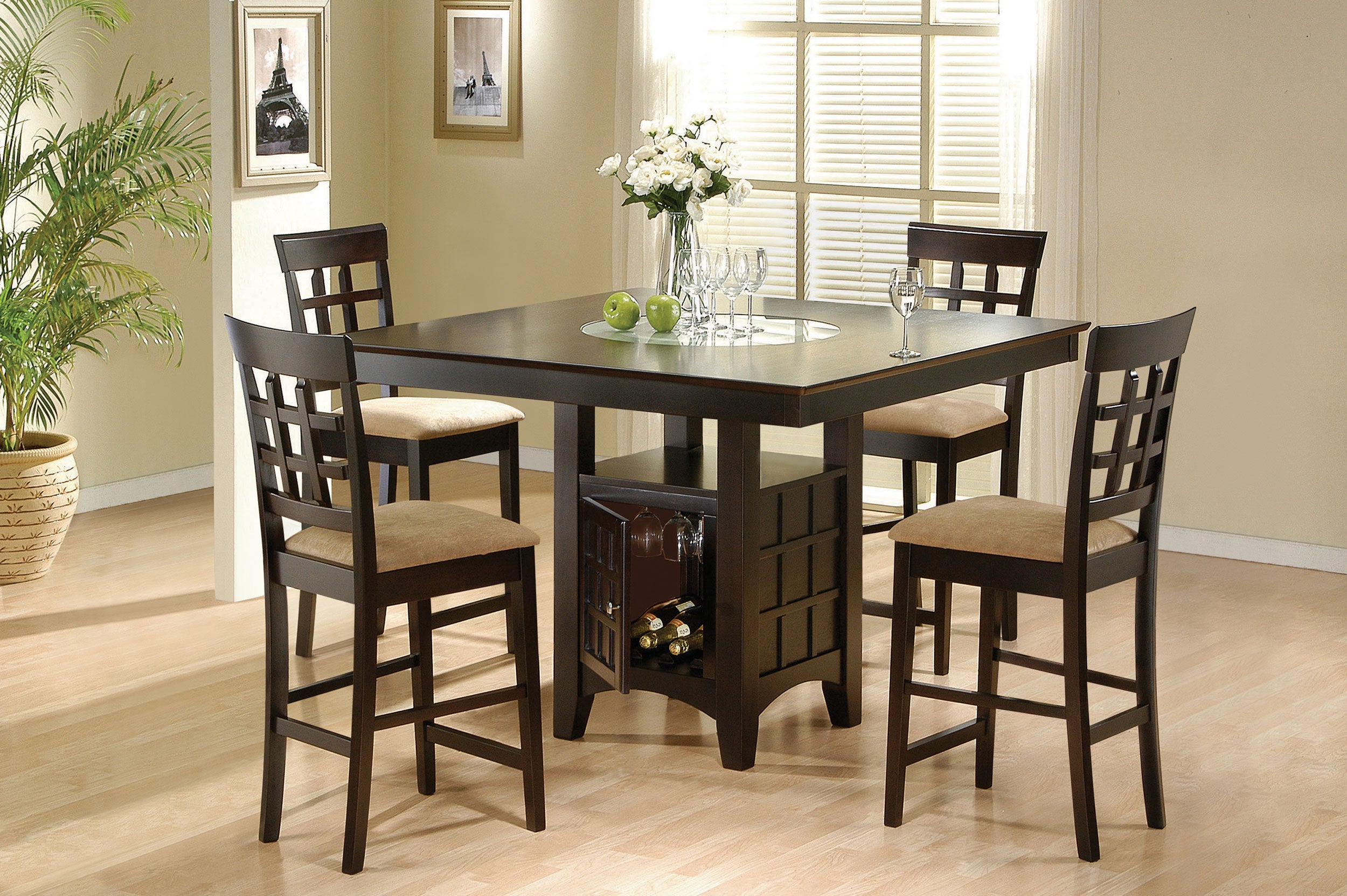 Tampa Furniture Outlet - Coaster - Gabriel 5-piece Square Counter Height Dining Set Cappuccino - 100438-S5