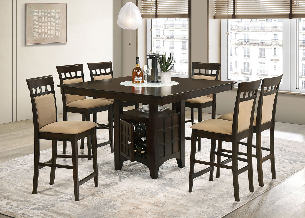 Tampa Furniture Outlet - Coaster - Gabriel 7-piece Square Counter Height Dining Set Cappuccino - 100438-S7A