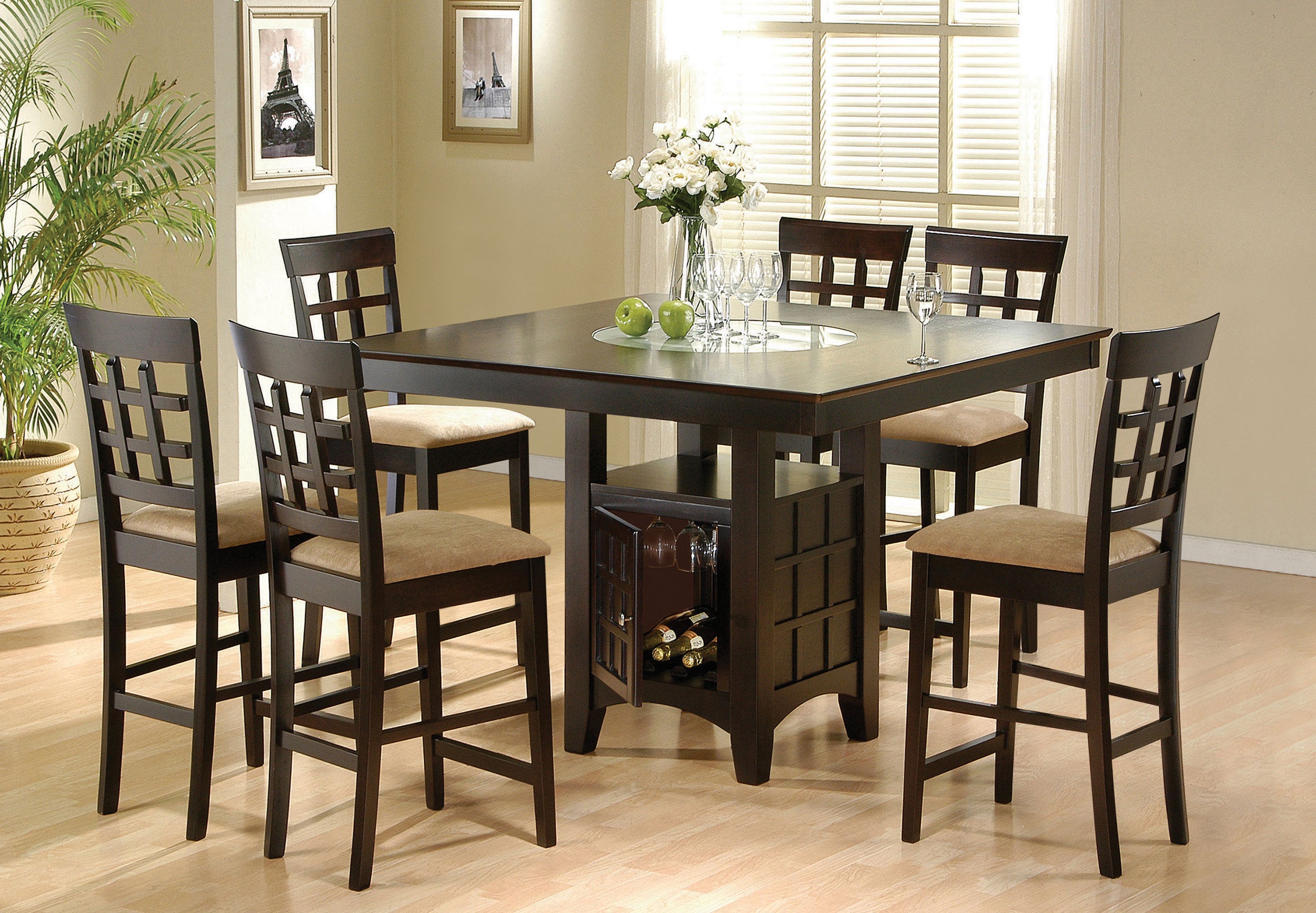 Tampa Furniture Outlet - Coaster - Gabriel 7-piece Square Counter Height Dining Set Cappuccino - 100438-S7