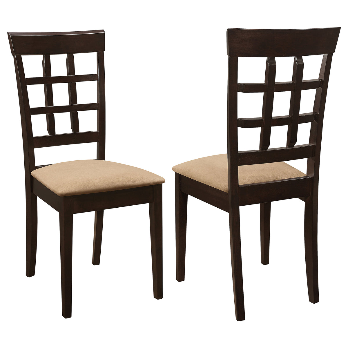 Tampa Furniture Outlet - Coaster - Gabriel Lattice Back Dining Side Chair Cappuccino (Set of 2) - 100772
