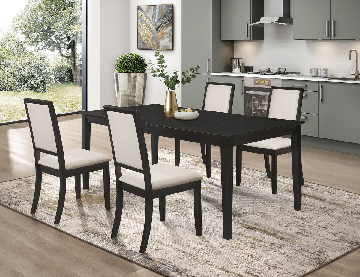 Tampa Furniture Outlet - Coaster - Louise 5-piece Rectangular Extension Leaf Dining Set Black - 101561-S5