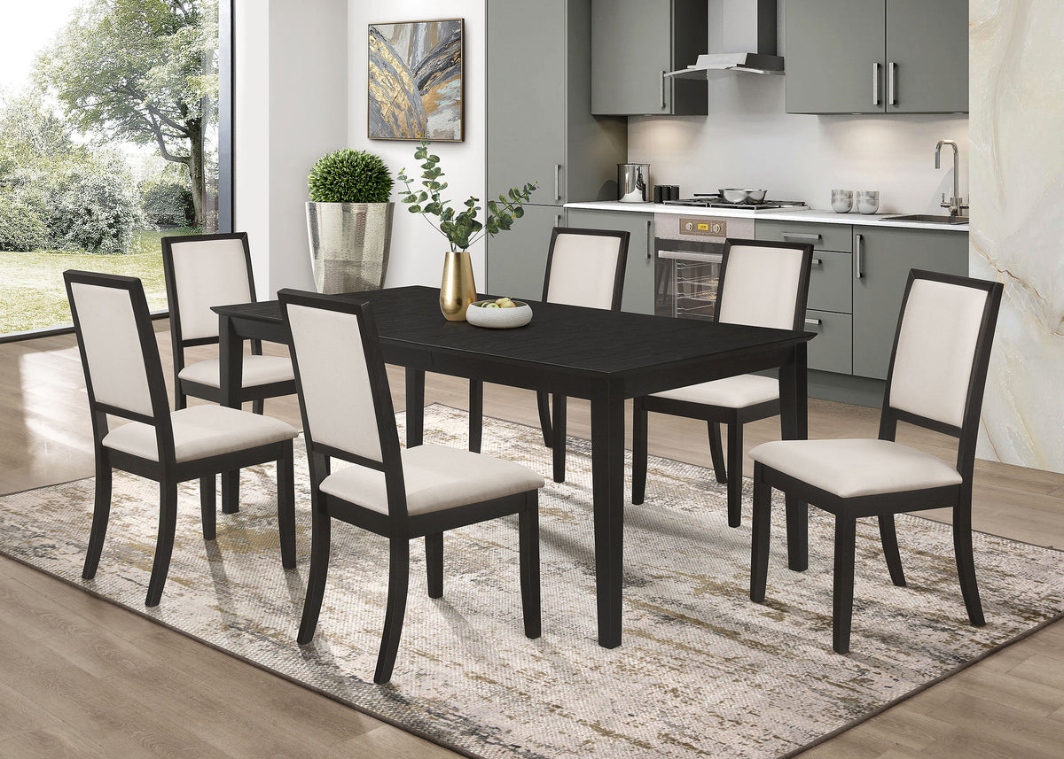 Tampa Furniture Outlet - Coaster - Louise 7-piece Rectangular Extension Leaf Dining Set Black - 101561-S7