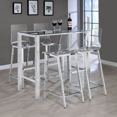 Tampa Furniture Outlet - Coaster - Tolbert 5-piece Bar Set with Acrylic Chairs Clear and Chrome - 104873-S5