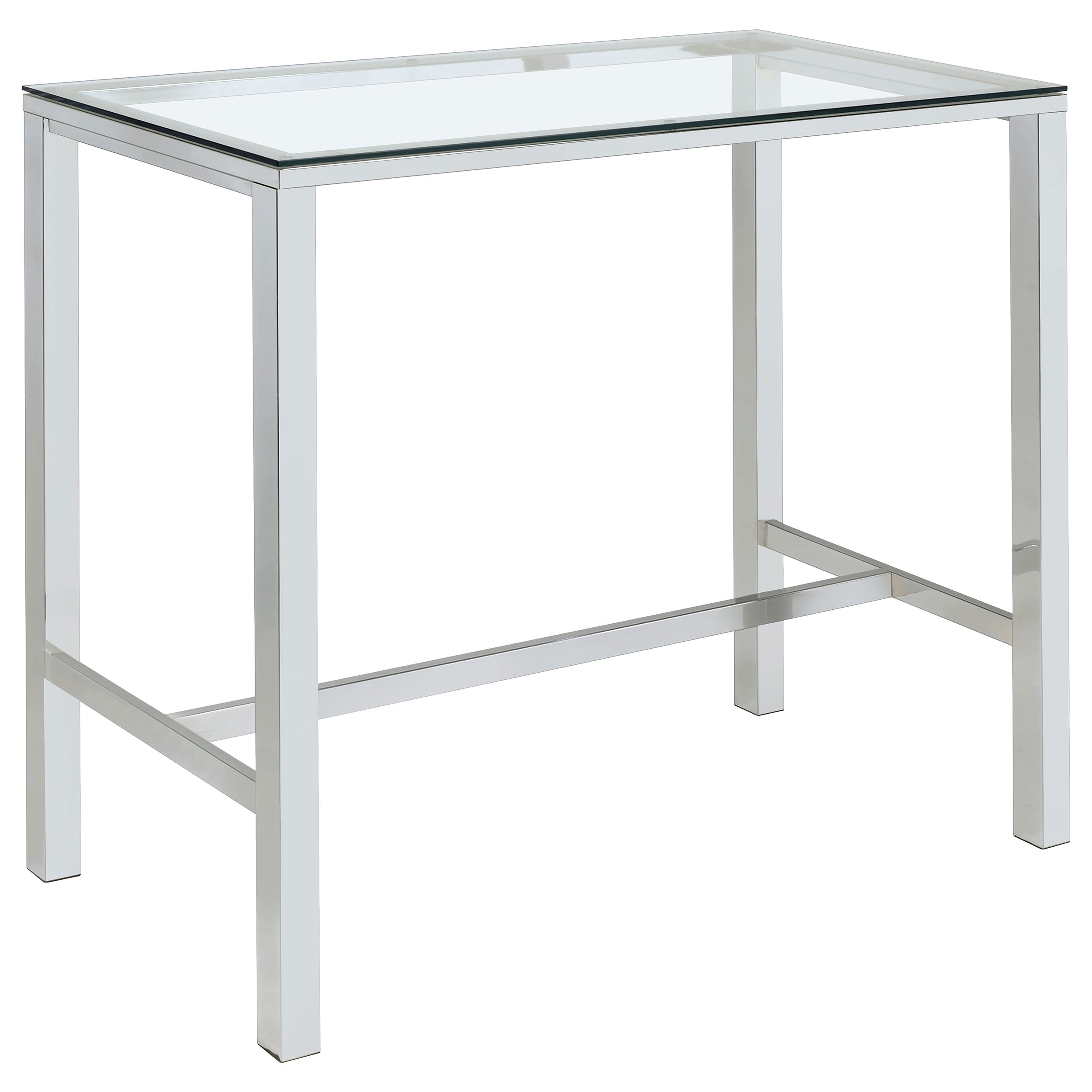 Tampa Furniture Outlet - Coaster - Tolbert Rectangular 47-inch Glass Top Pub Bar Table Chrome - 104873