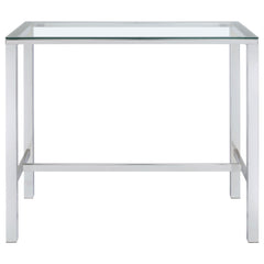 Tolbert Rectangular 47-inch Glass Top Pub Bar Table Chrome