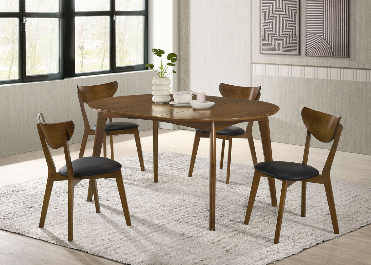 Tampa Furniture Outlet - Coaster - Jedda 5-piece Oval Dining Table Set Dark Walnut - 105361-S5