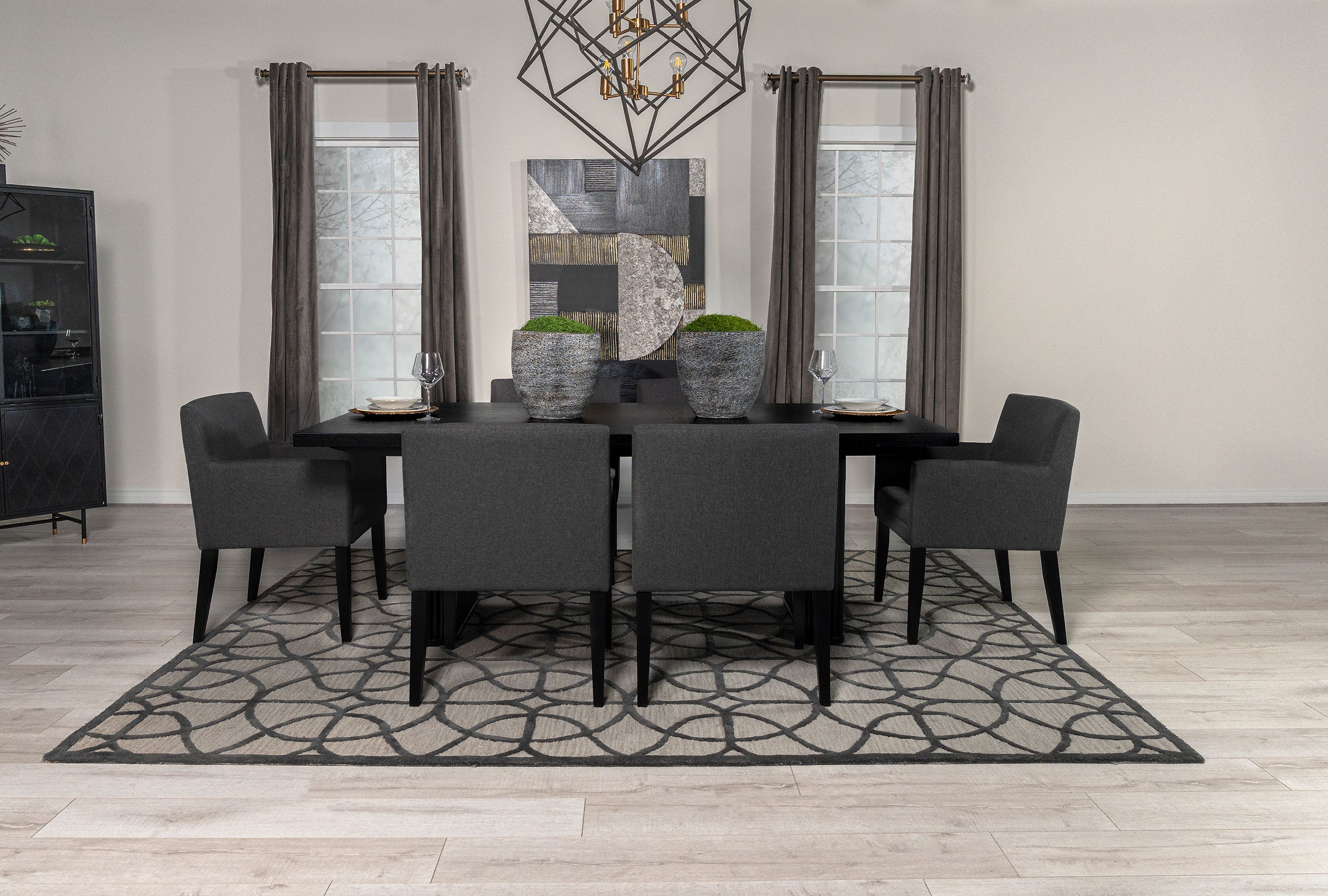 Tampa Furniture Outlet - Coaster - Catherine 7-piece Rectangular Dining Table Set Black - 106251-S7