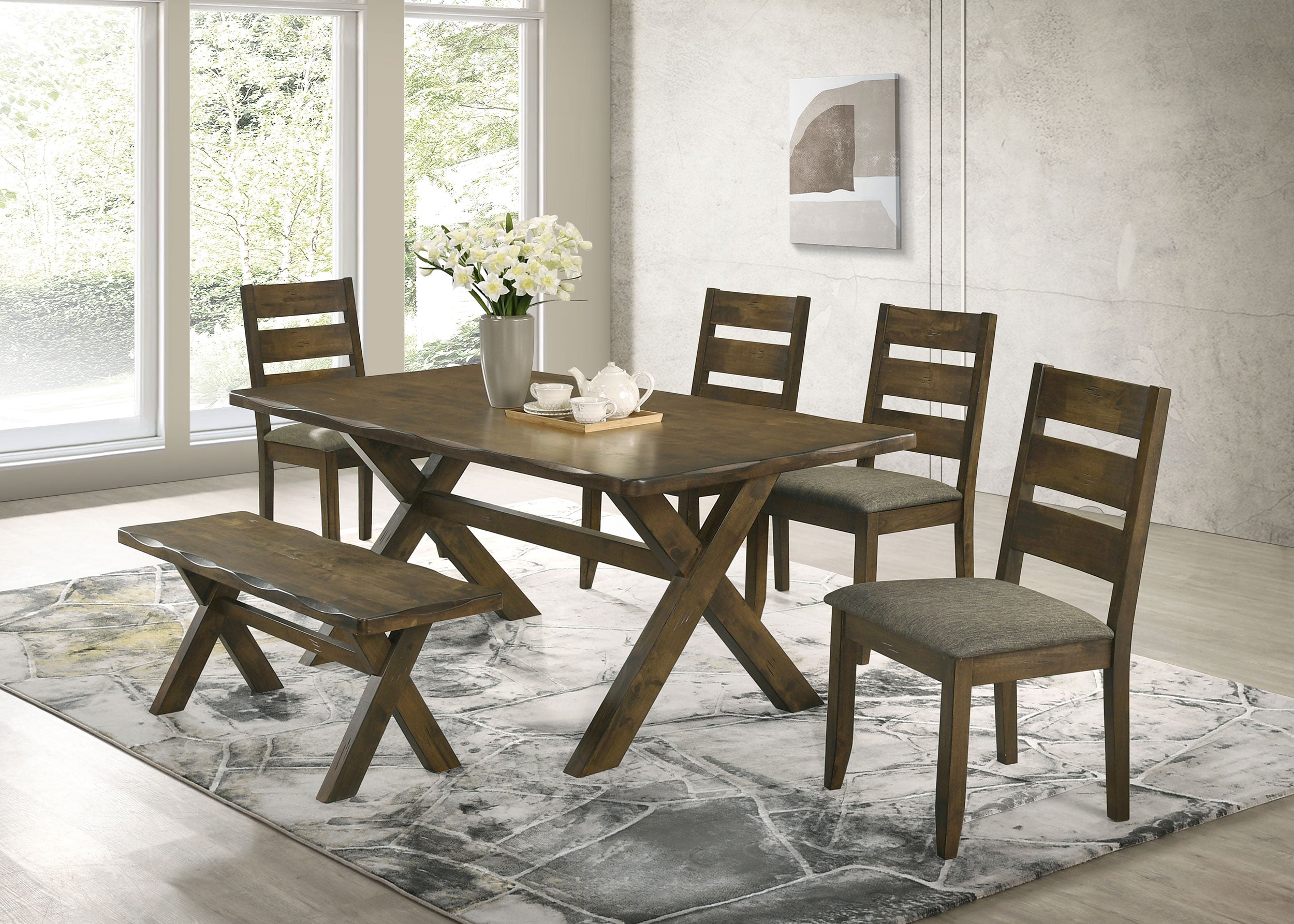 Tampa Furniture Outlet - Coaster - Alston 6-piece Rectangular Dining Table Set Knotty Nutmeg - 106381-S6