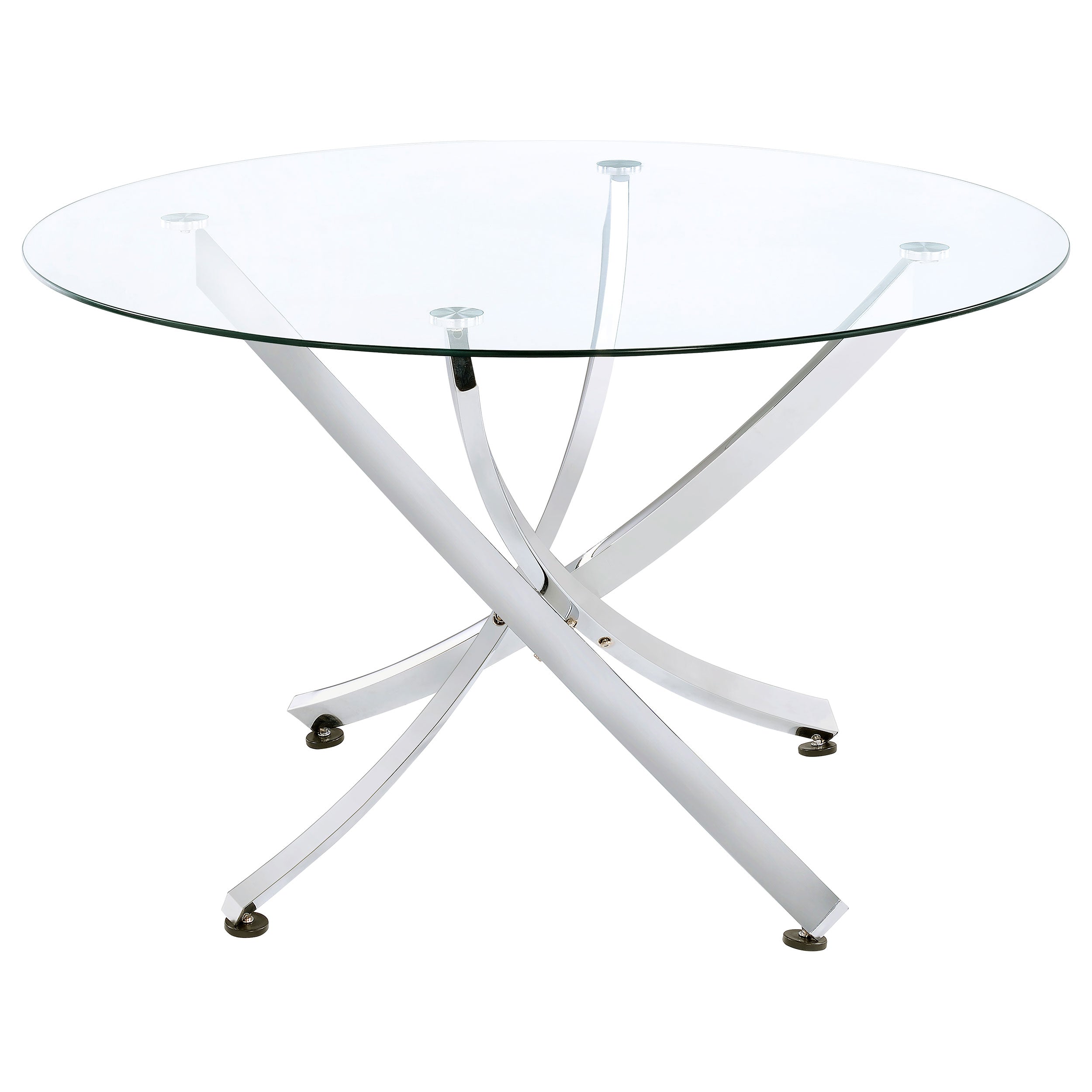 Tampa Furniture Outlet - Coaster - Beckham Round 46-inch Glass Top Dining Table Chrome - 106440