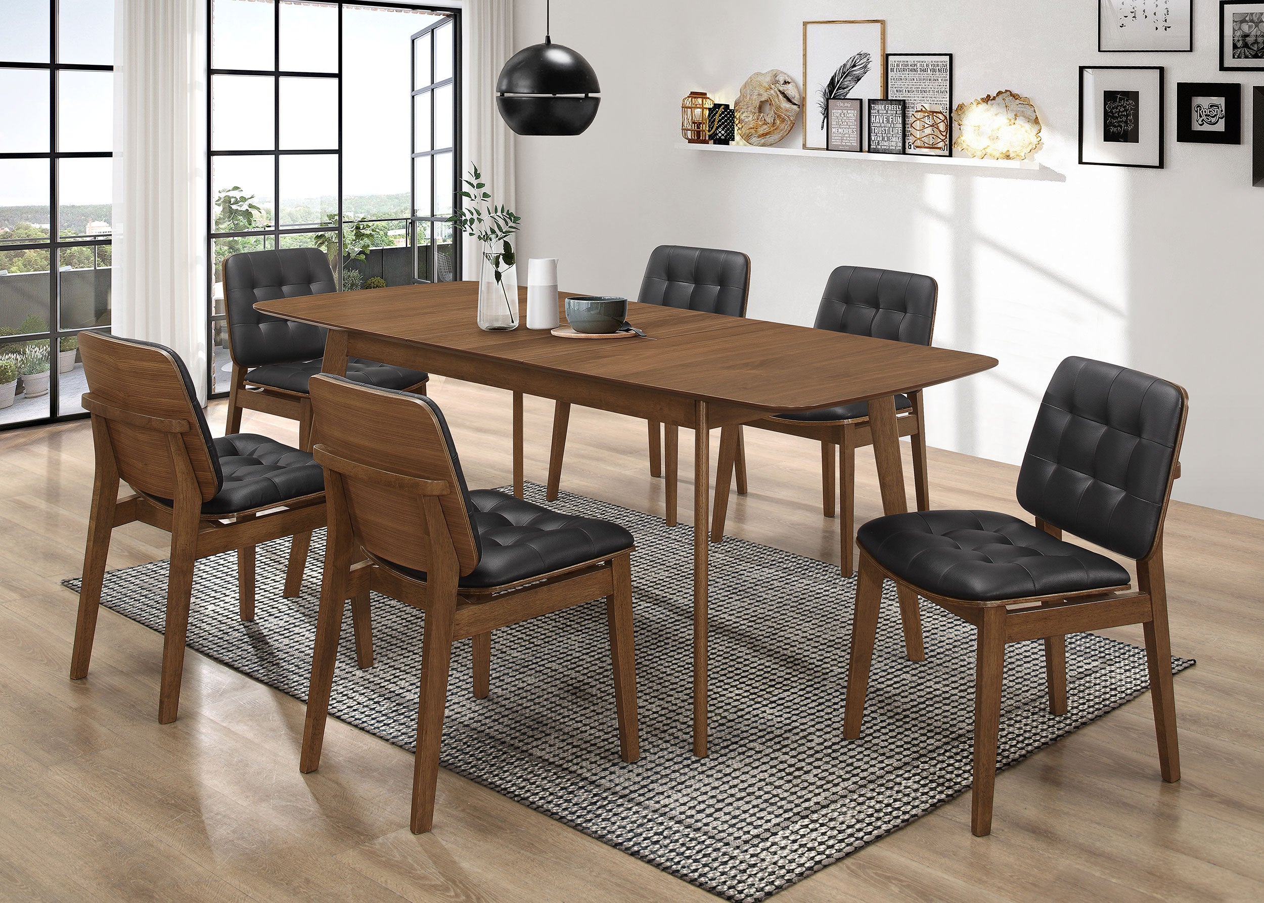 Tampa Furniture Outlet - Coaster - Redbridge Rectangular 7-piece Dining Set Natural Walnut - 106591-S7K