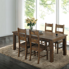 Tampa Furniture Outlet - Coaster - Coleman 5-piece Rectangular Dining Set Rustic Golden Brown - 107041-S5
