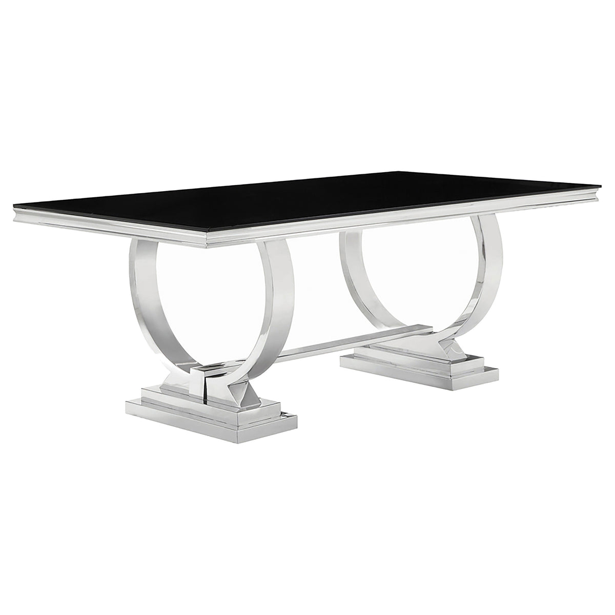 Tampa Furniture Outlet - Coaster - Antoine Rectangular 95-inch Glass Top Dining Table Black - 107871