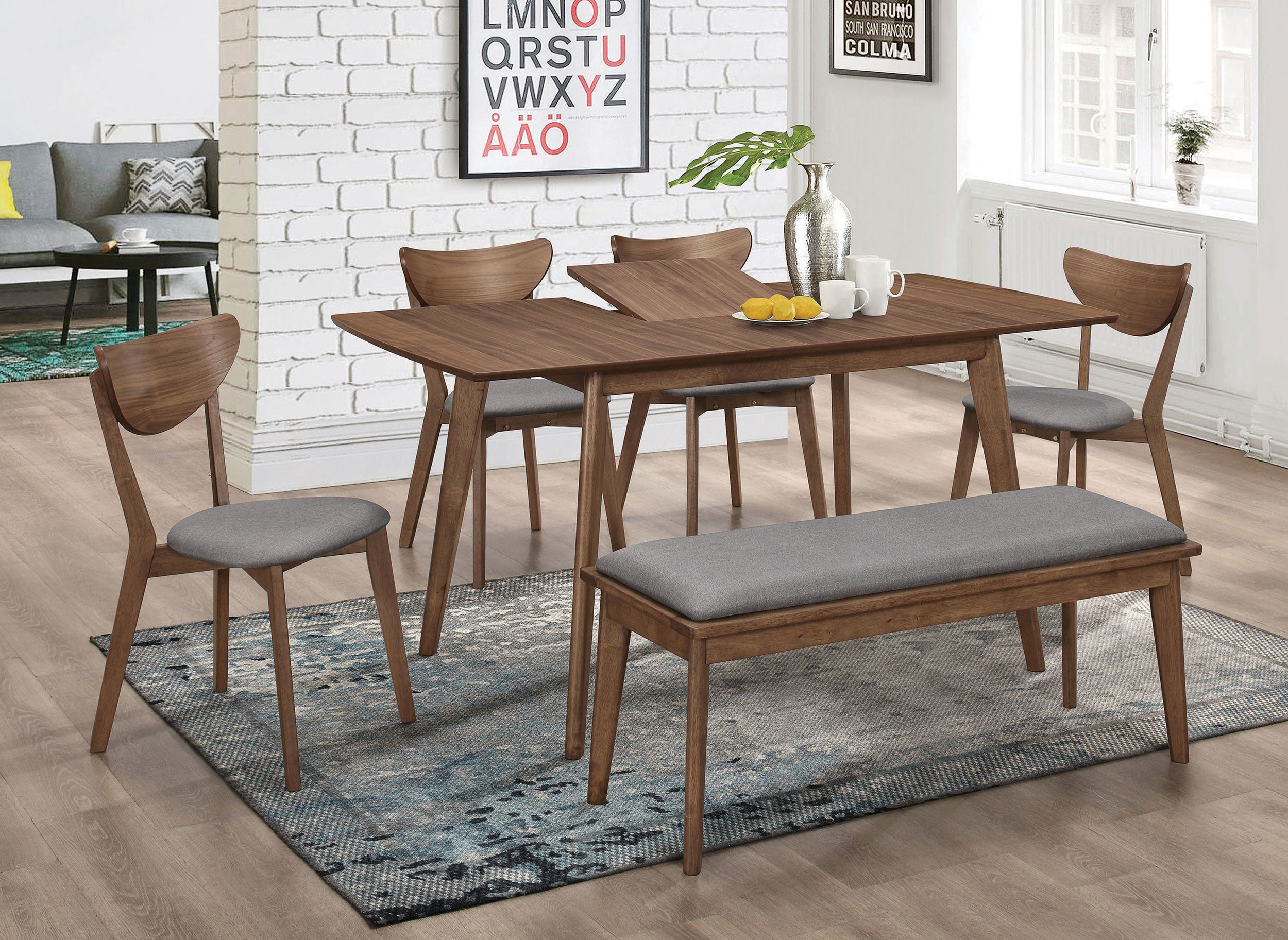 Tampa Furniture Outlet - Coaster - Alfredo 6-piece Butterfly Leaf Dining Set Natural Walnut - 108080-S6