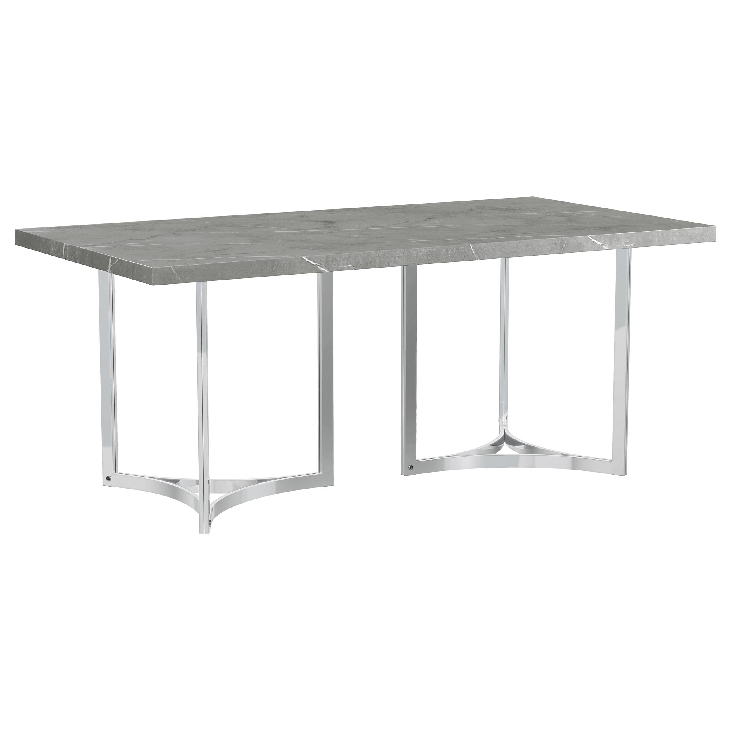 Tampa Furniture Outlet - Coaster - Sterling 72-inch Rectangular Dining Table Grey Faux Marble - 108121