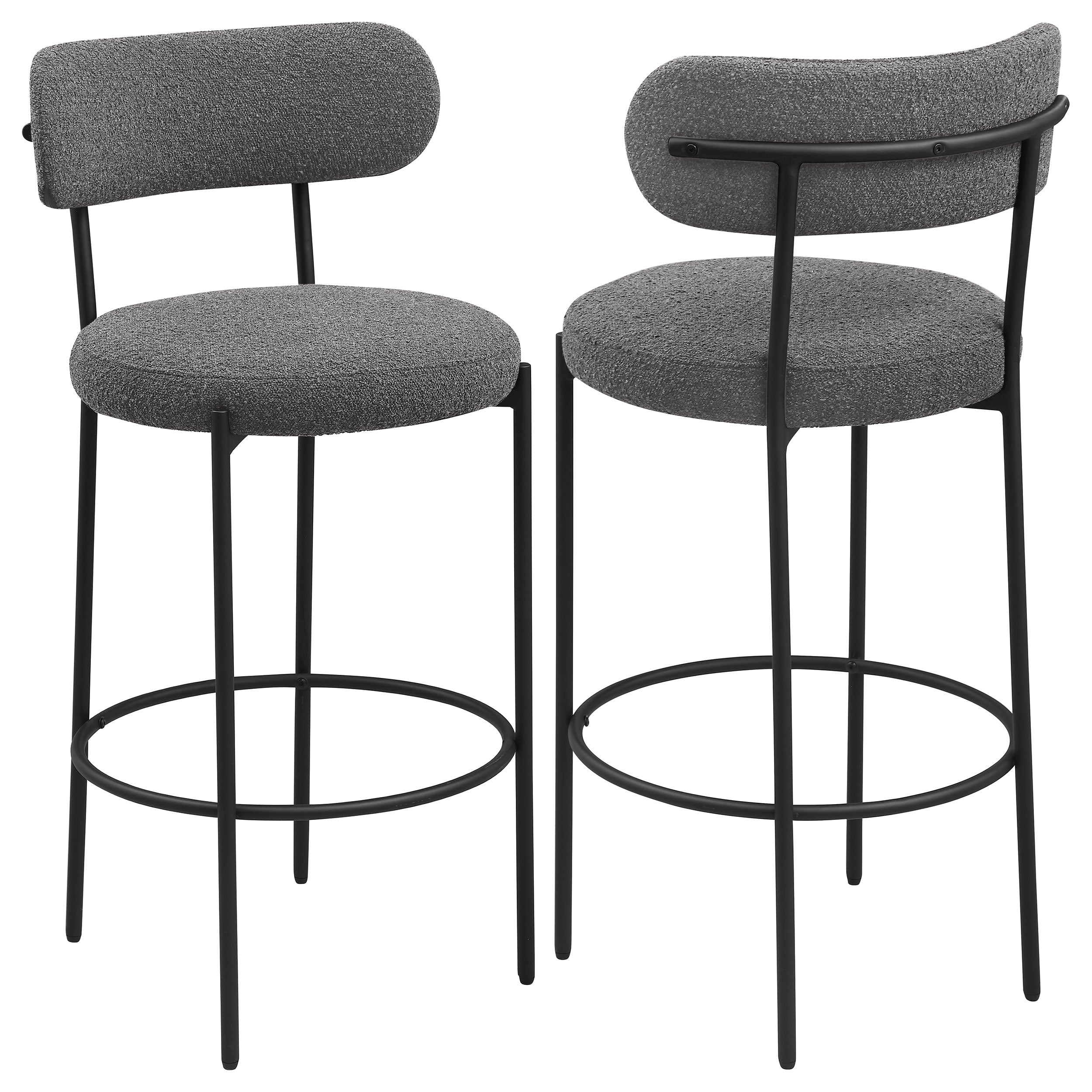 Tampa Furniture Outlet - Coaster - Viola Boucle Upholstered Bar Chair Grey (Set of 2) - 108199