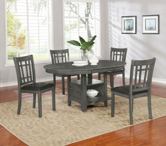 Tampa Furniture Outlet - Coaster - Lavon 5-piece Oval Extension Leaf Dining Set Medium Grey - 108211-S5