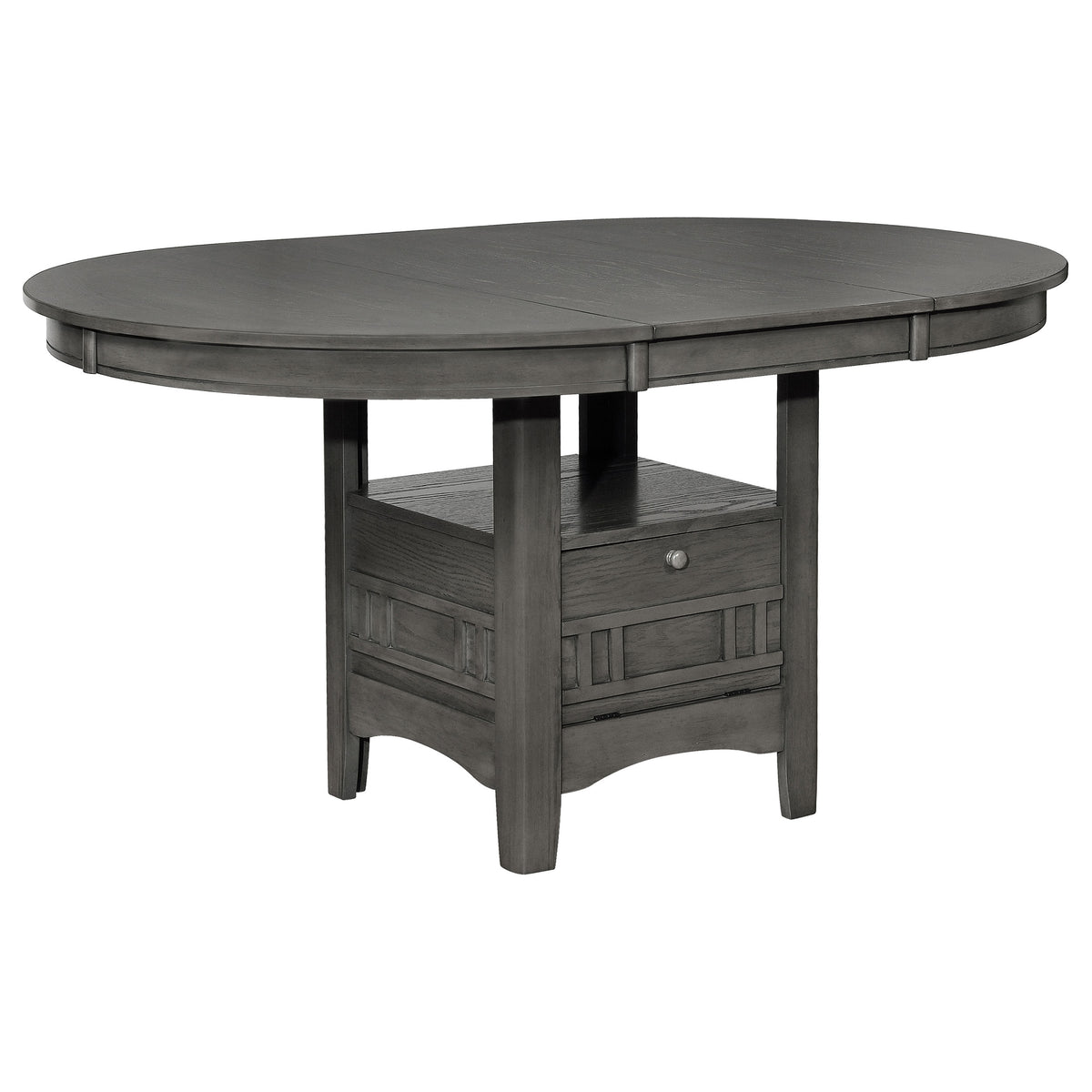 Tampa Furniture Outlet - Coaster - Lavon Oval 60-inch Wood Extension Leaf Dining Table Medium Grey - 108211