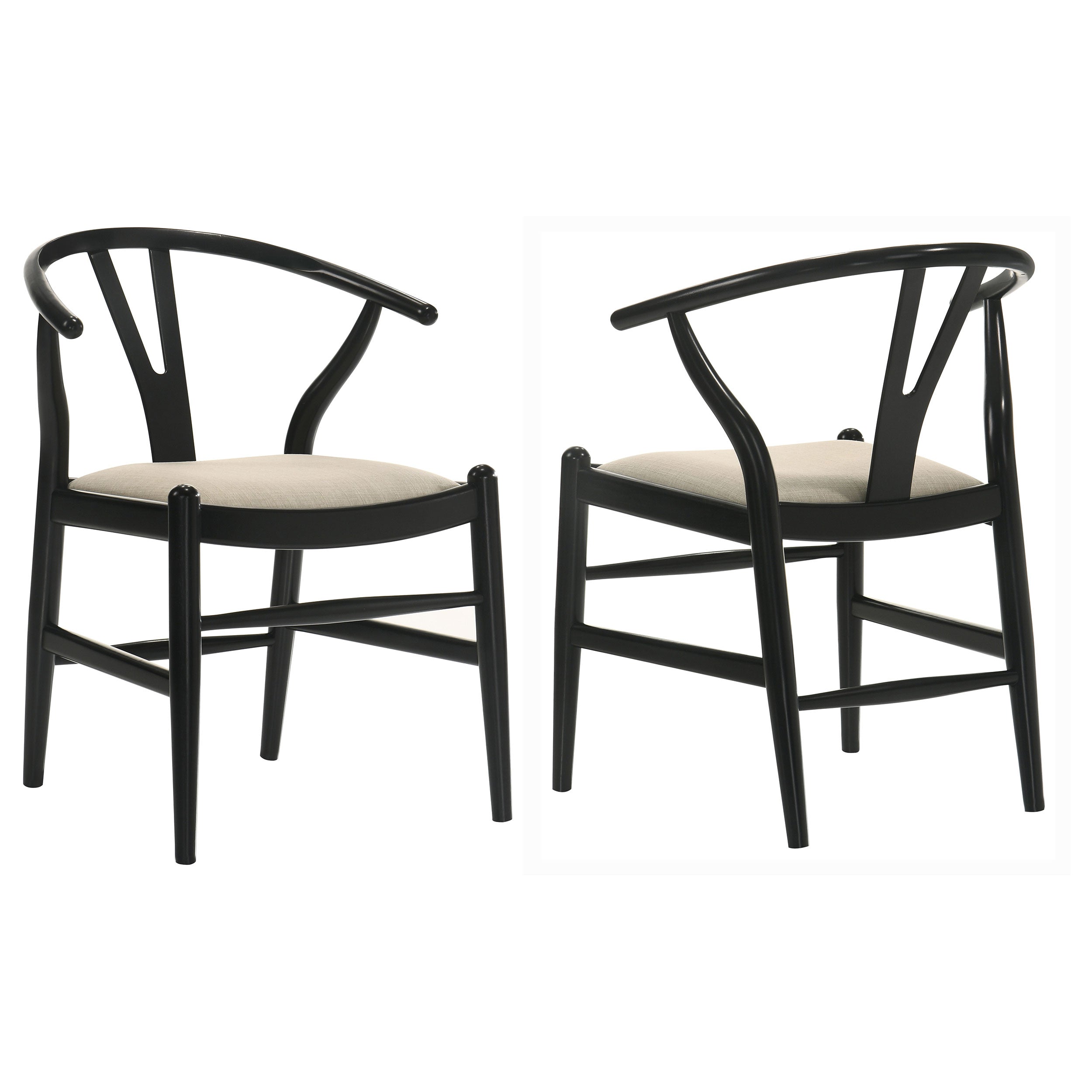 Tampa Furniture Outlet - Coaster - Crestmont Wood Wishbone Dining Side Chair Black (Set of 2) - 108482
