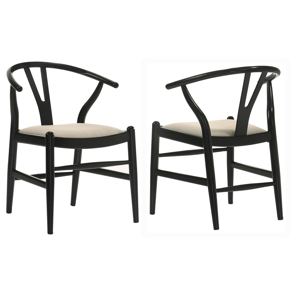 Tampa Furniture Outlet - Coaster - Crestmont Wood Wishbone Dining Side Chair Black (Set of 2) - 108482