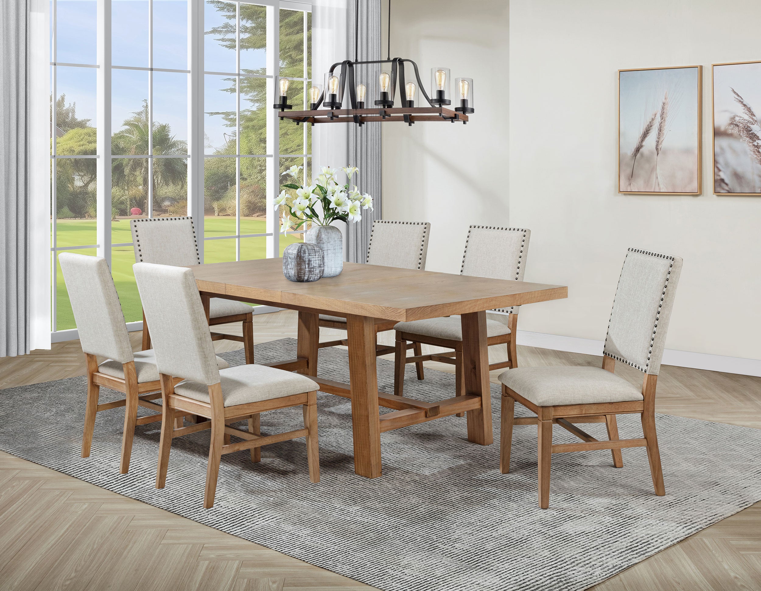 Tampa Furniture Outlet - Coaster - Middleton 7-piece Extension Leaf Dining Set Brown and Beige - 108540-S7