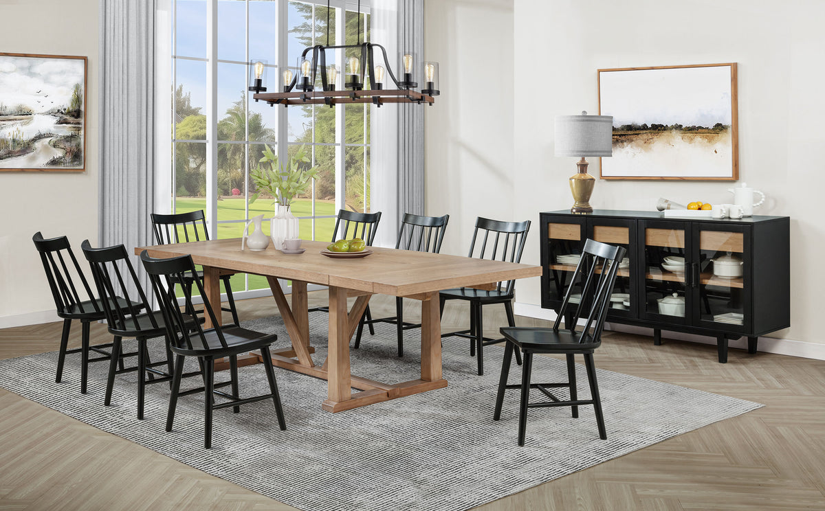 Tampa Furniture Outlet - Coaster - Middleton 10-piece Extension Leaf Dining Set Natural Brown and Black - 108541-S10B