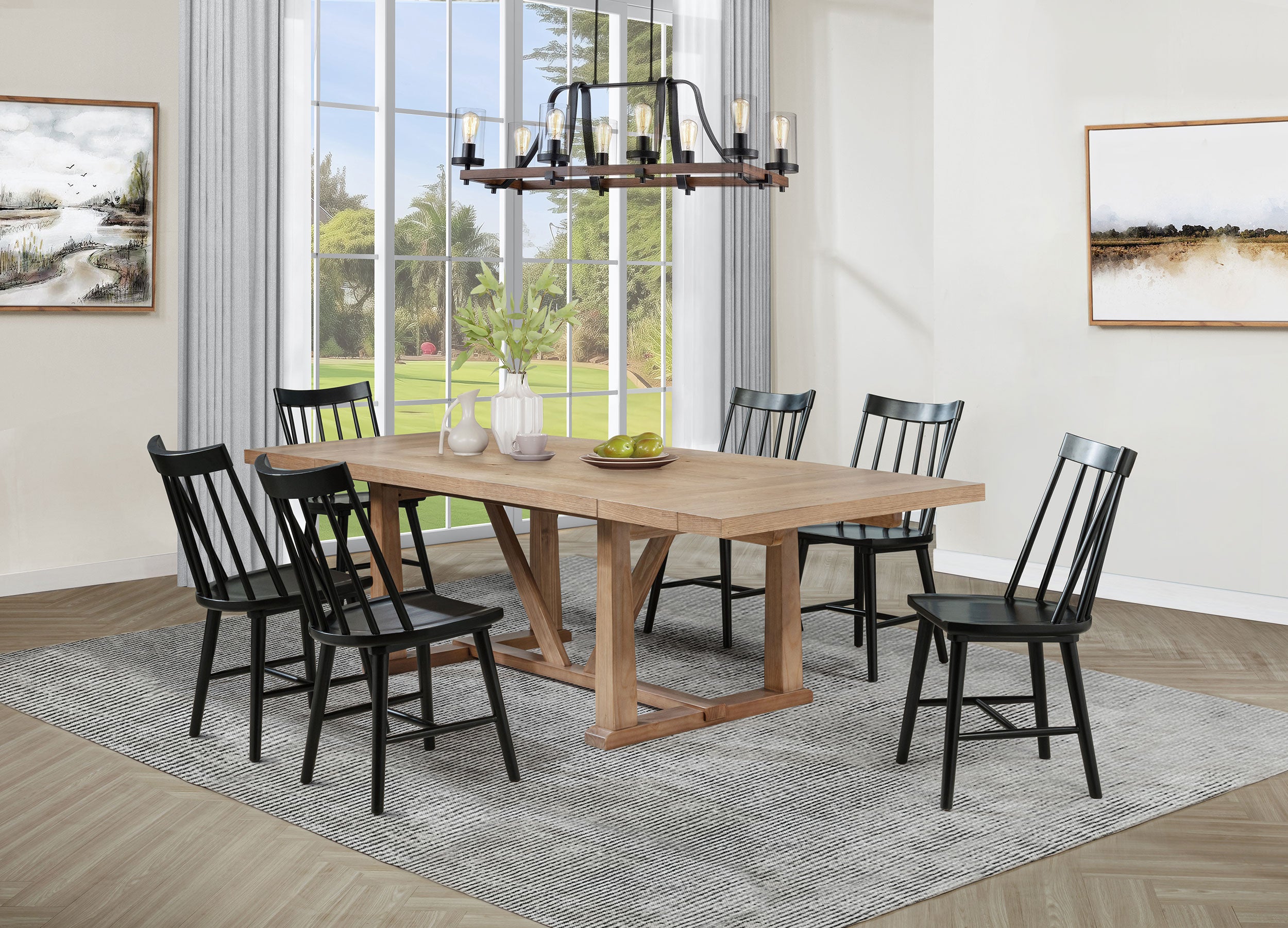 Tampa Furniture Outlet - Coaster - Middleton 7-piece Extension Leaf Dining Set Brown and Black - 108541-S7B