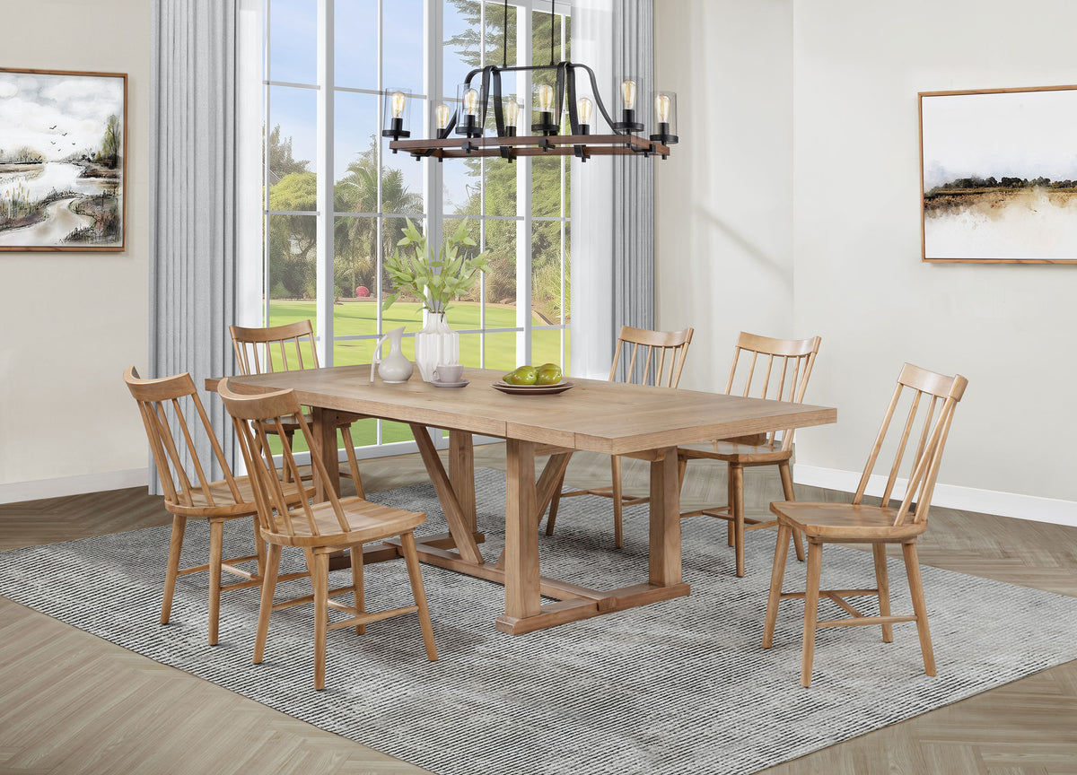 Tampa Furniture Outlet - Coaster - Middleton 7-piece Extension Leaf Dining Set Natural Brown - 108541-S7N