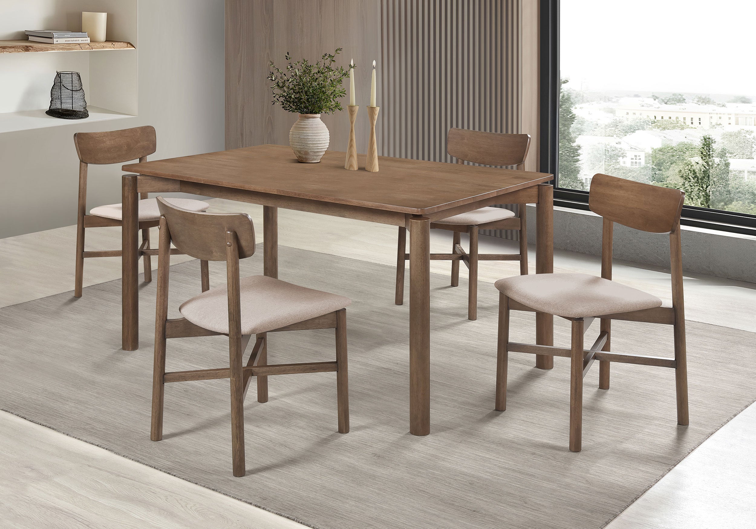 Tampa Furniture Outlet - Coaster - Parkridge 5-piece 59-inch Wood Dining Set Natural Walnut - 108561-S5