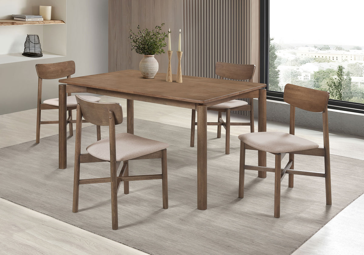 Tampa Furniture Outlet - Coaster - Parkridge 5-piece 59-inch Wood Dining Set Natural Walnut - 108561-S5
