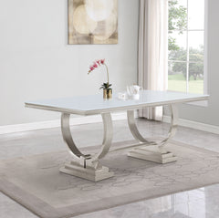 Antoine Rectangular 95-inch Glass Top Dining Table White