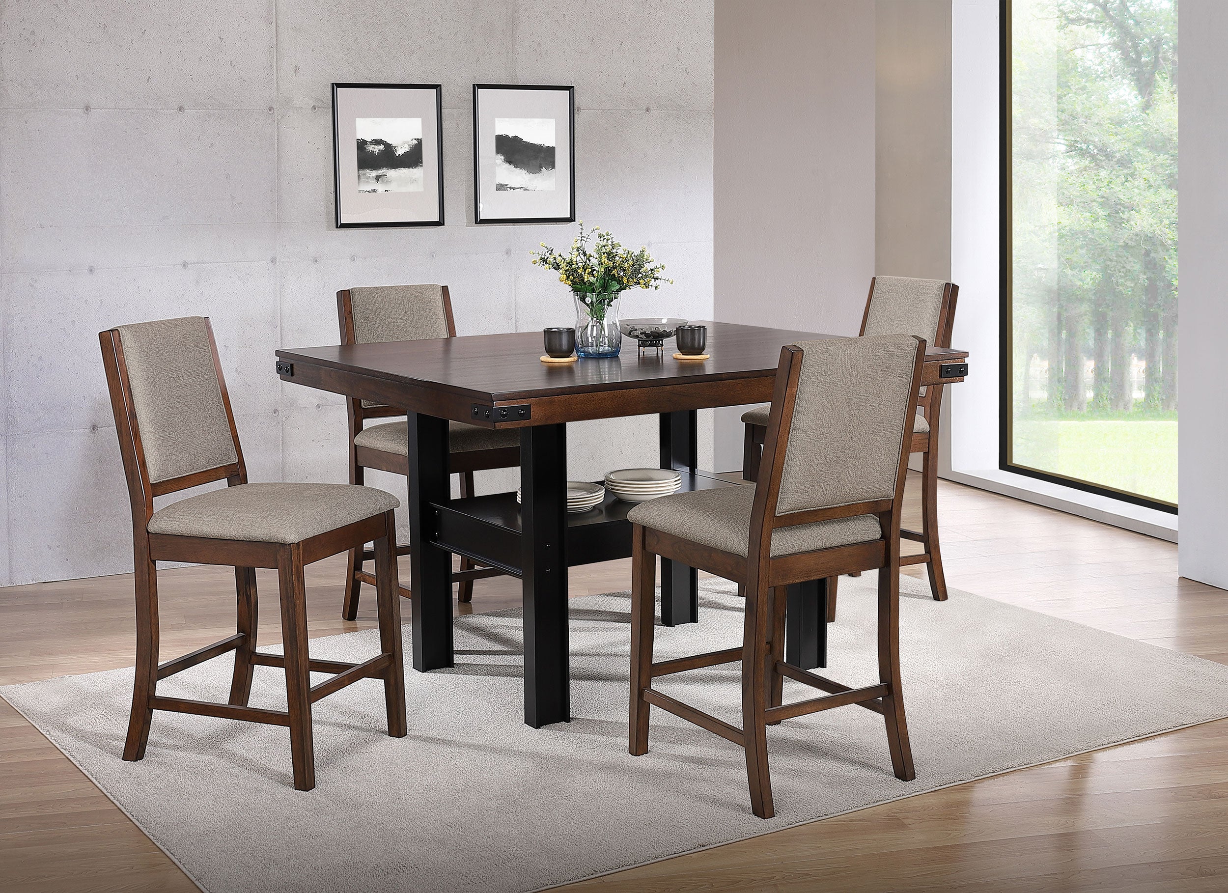 Tampa Furniture Outlet - Coaster - Patterson 5-piece Counter Height Dining Set Mango Oak  - 108888-S5
