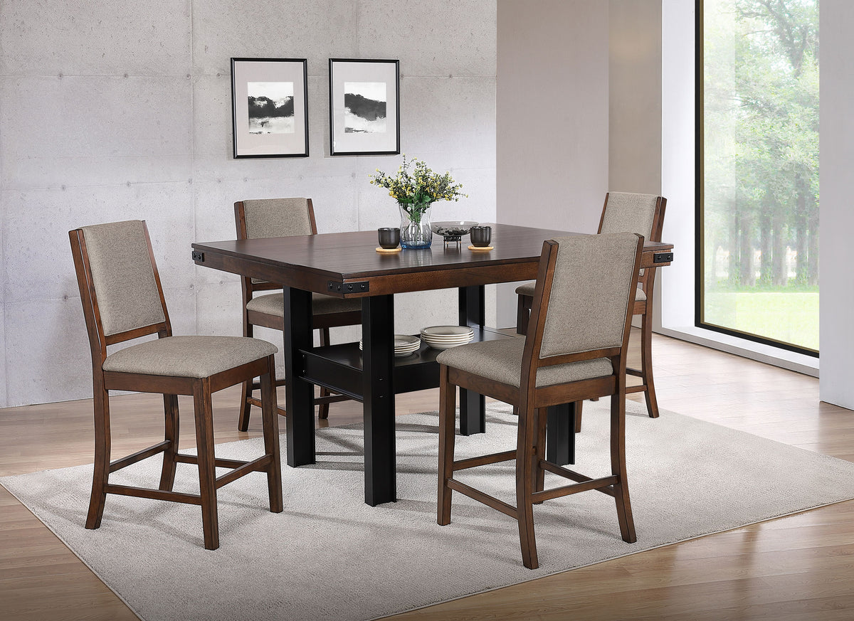 Tampa Furniture Outlet - Coaster - Patterson 5-piece Counter Height Dining Set Mango Oak  - 108888-S5
