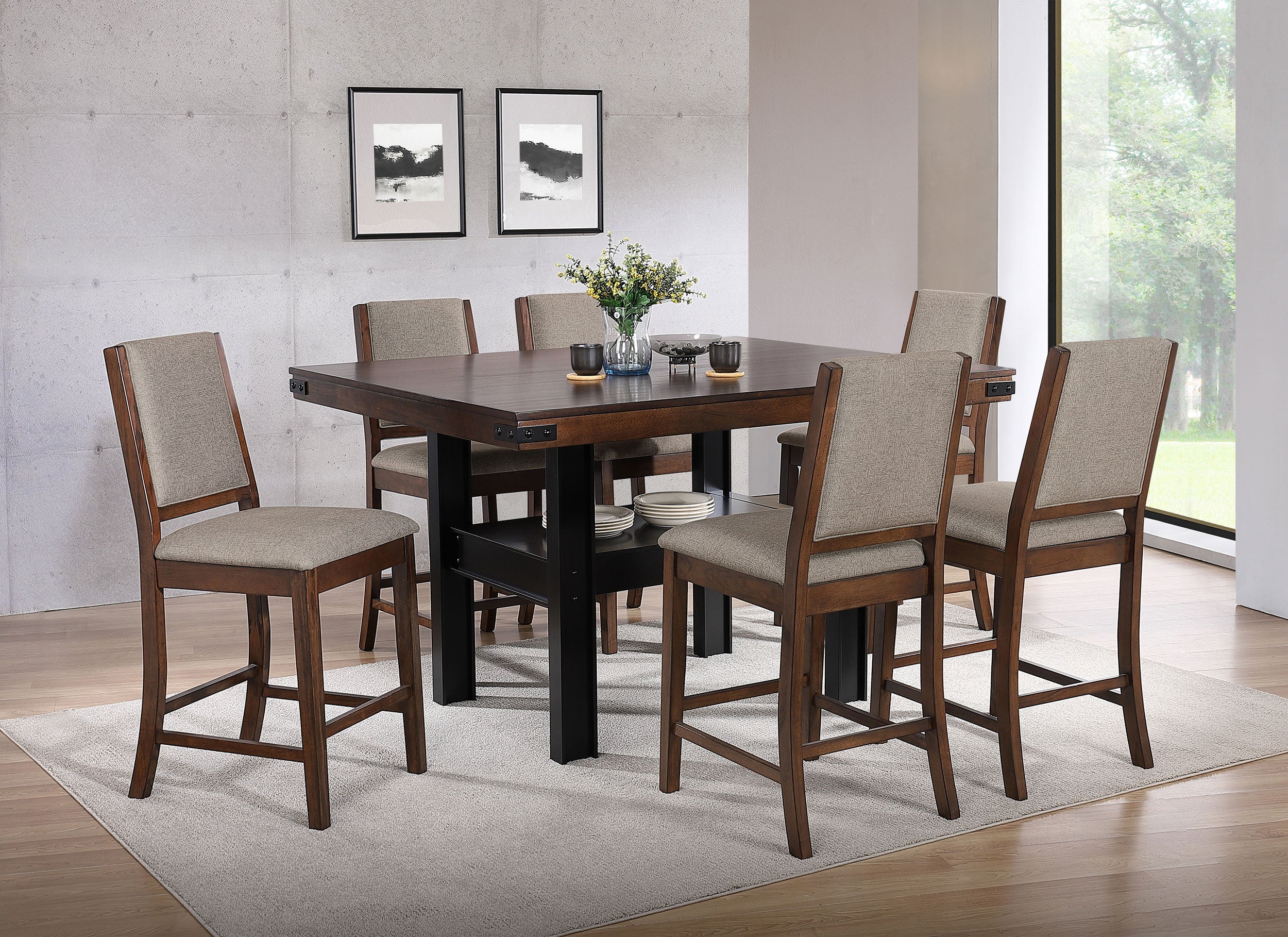 Tampa Furniture Outlet - Coaster - Patterson 7-piece Counter Height Dining Set Mango Oak  - 108888-S7