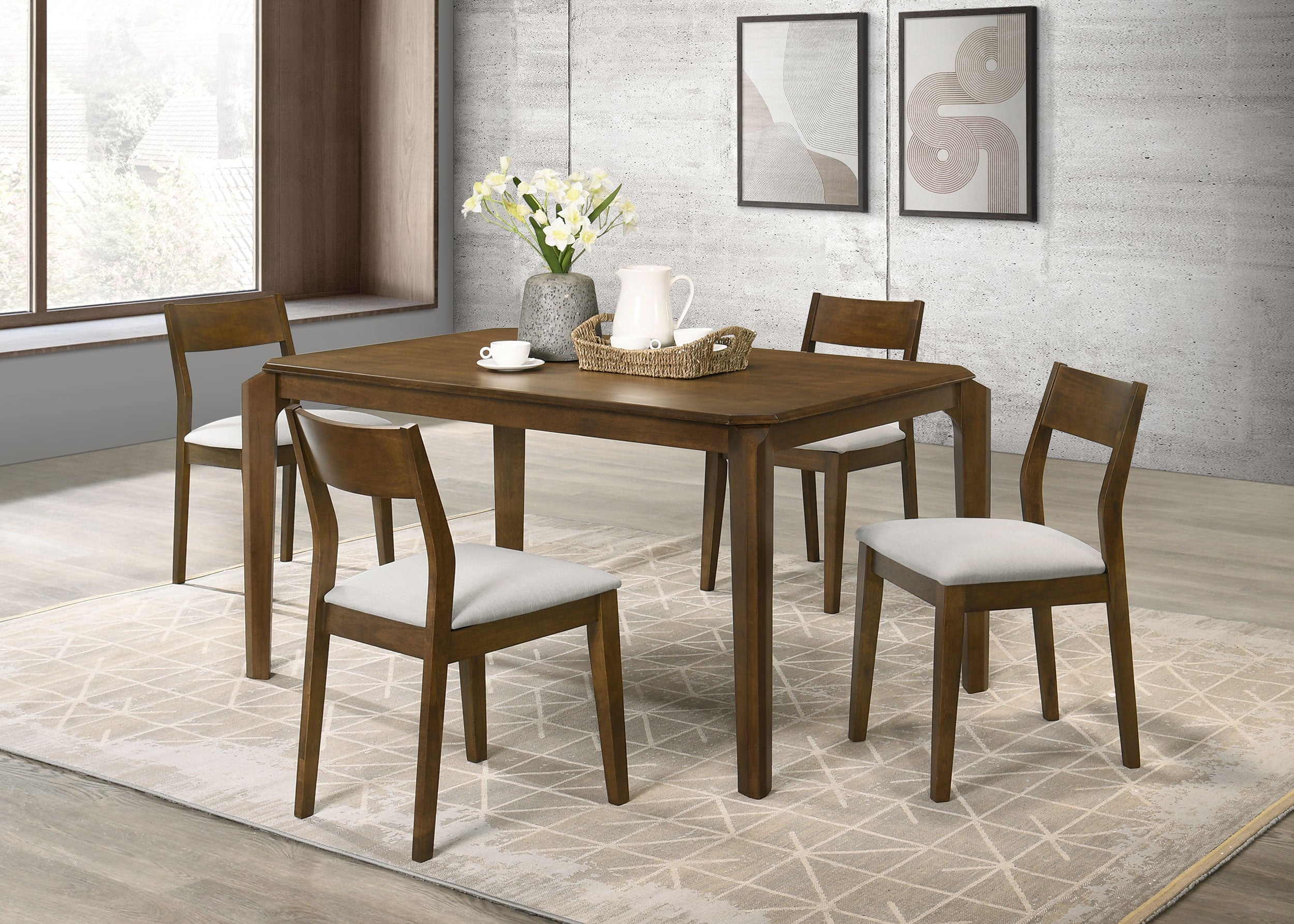 Tampa Furniture Outlet - Coaster - Almonte 5-piece 59-inch Rectangular Dining Set Dark Brown - 108921-S5
