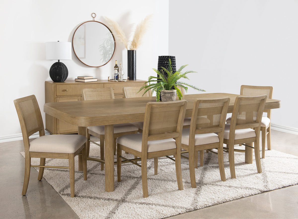 Tampa Furniture Outlet - Coaster - Arini 9-piece Extension Leaf Dining Table Set Sand Wash - 108931-S9W