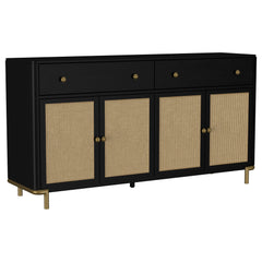 Tampa Furniture Outlet - Coaster - Arini 2-drawer Cane Door Dining Sideboard Server Black - 108935BLK