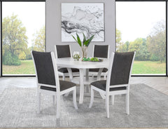 Tampa Furniture Outlet - Coaster - Judd 5-piece 54-inch Round Wood Dining Table Set Pearl White - 109330-S5